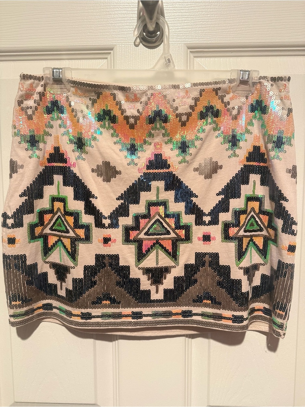 Express Sequin Geometric Mini Skirt - Pink Multi